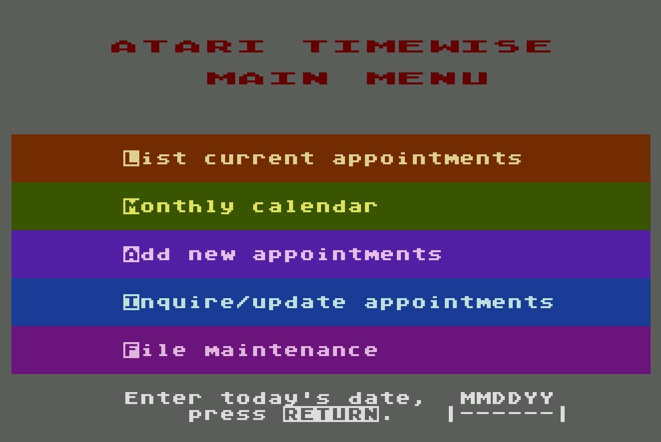 Atari Timewise/Main Menu.jpg